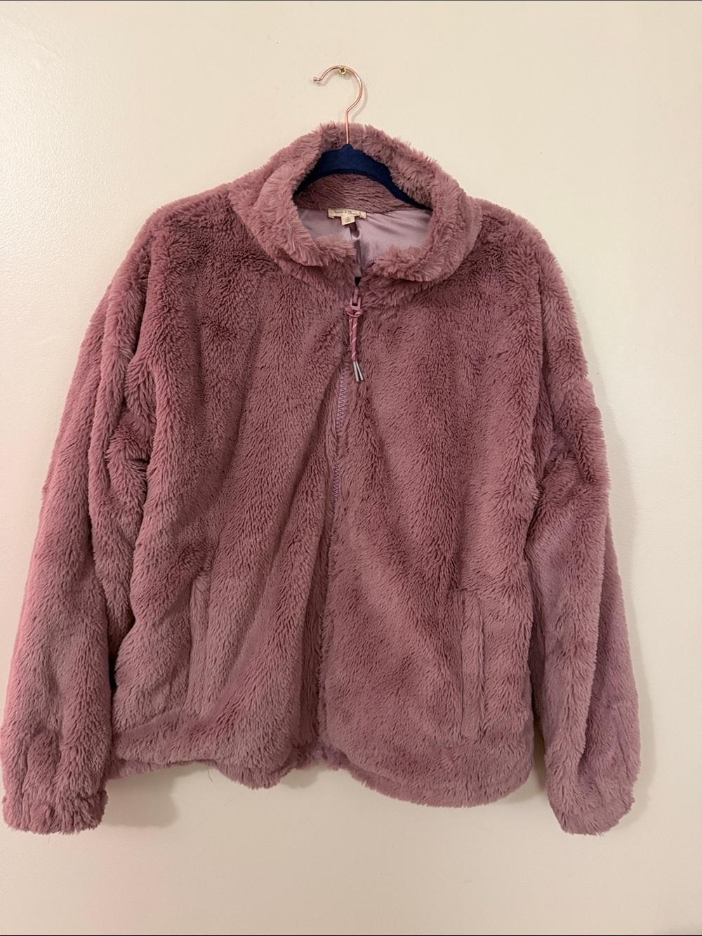 Hem & Thread Plush Teddy Jacket - Dusty Rose
